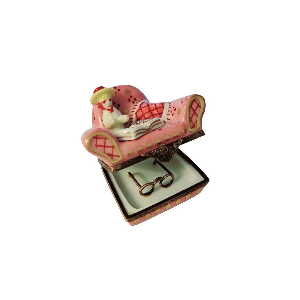 French Woman in Big Pink Chair No. 1 of 750 Limoges Box, view 14
