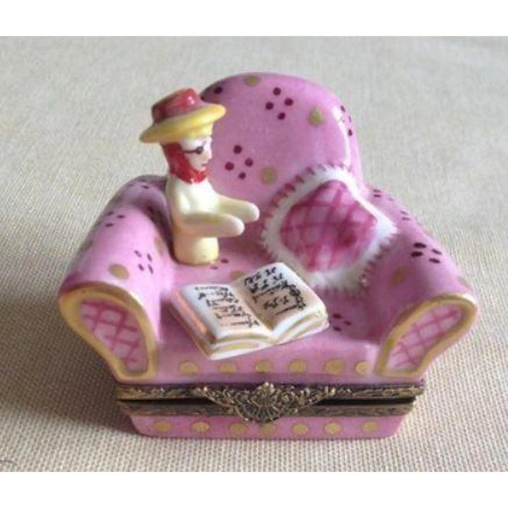 French Woman in Big Pink Chair No. 1 of 750 Limoges Box, view 8