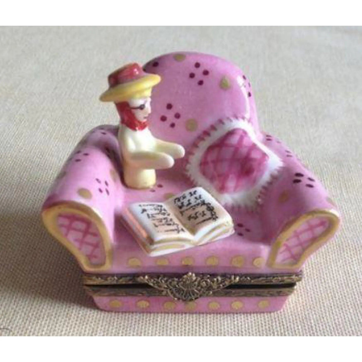 French Woman in Big Pink Chair No. 1 of 750 Limoges Box, view 8