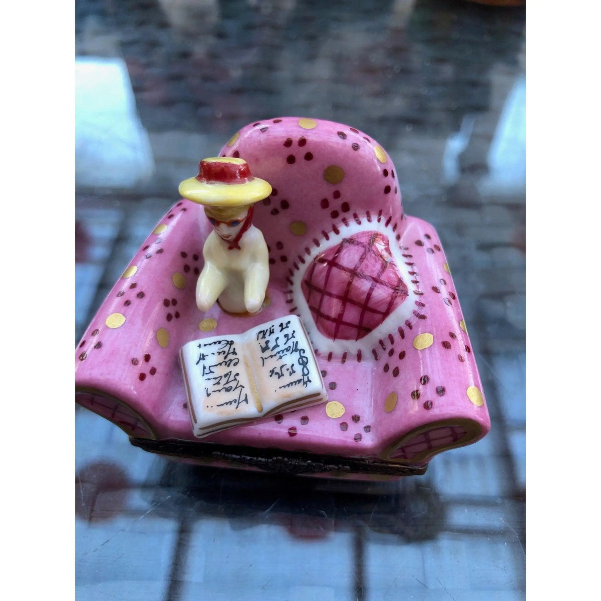 French Woman in Big Pink Chair No. 1 of 750 Limoges Box, view 9