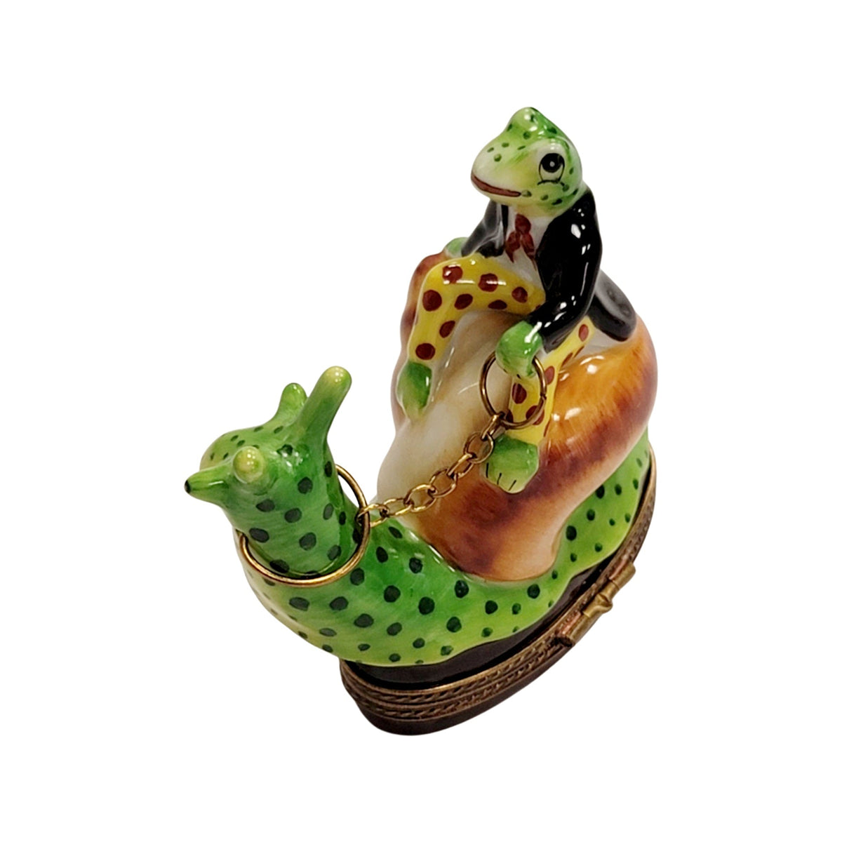 Frog Riding Snail Porcelain Limoges Porcelain Art Object Collectible, view 4