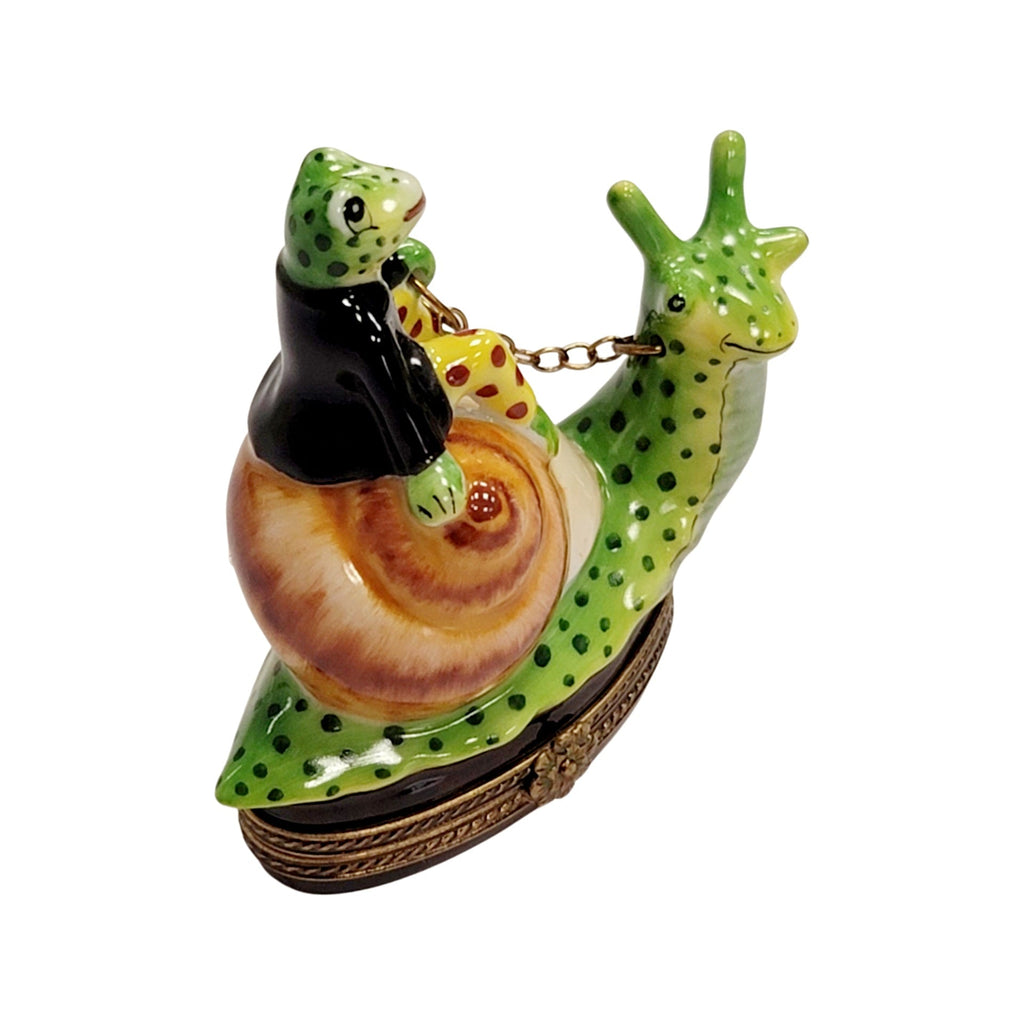 Frog Riding Snail Porcelain Limoges Porcelain Art Object Collectible, view 6
