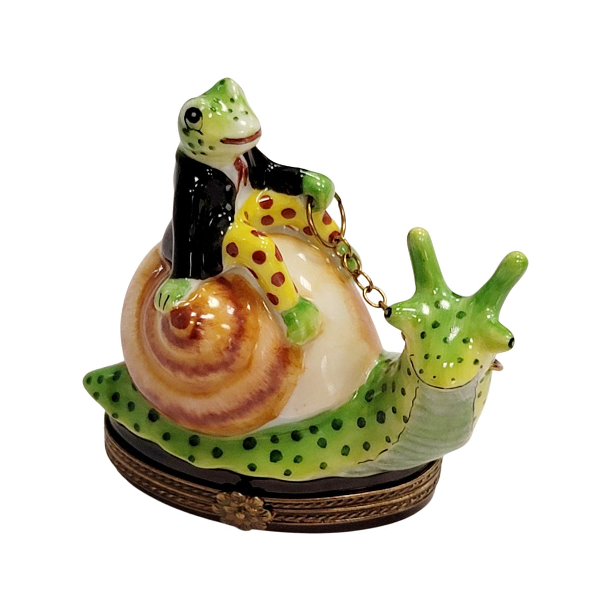 Frog Riding Snail Porcelain Limoges Porcelain Art Object Collectible, view 7