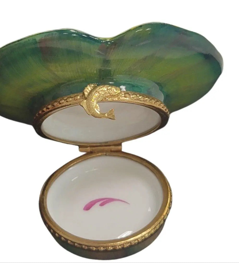 Frog Laying on Lillypad Limoges Box Figurine Collectible, view 2