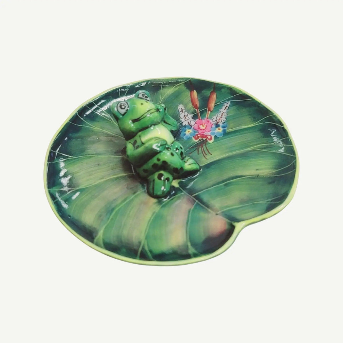 Frog Laying on Lillypad Limoges Box Figurine Collectible, view 3