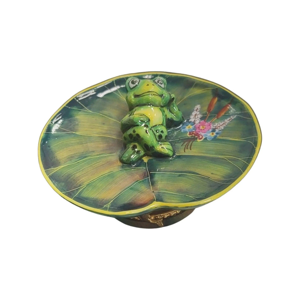 Frog Laying on Lillypad Limoges Box Figurine Collectible, view 7