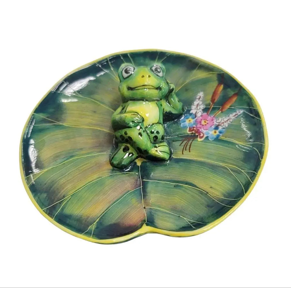 Frog Laying on Lillypad Limoges Box Figurine Collectible, a hand-painted Limoges porcelain gift