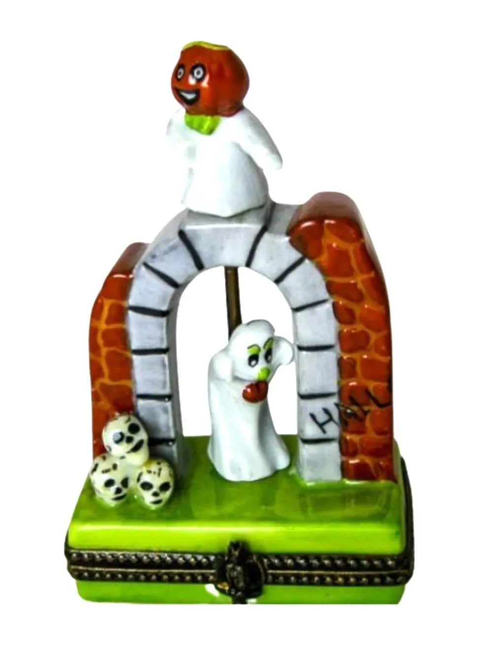 Limoges Boutique presents the Ghost in Doorframe for Halloween, a genuine Limoges box painted by hand in France