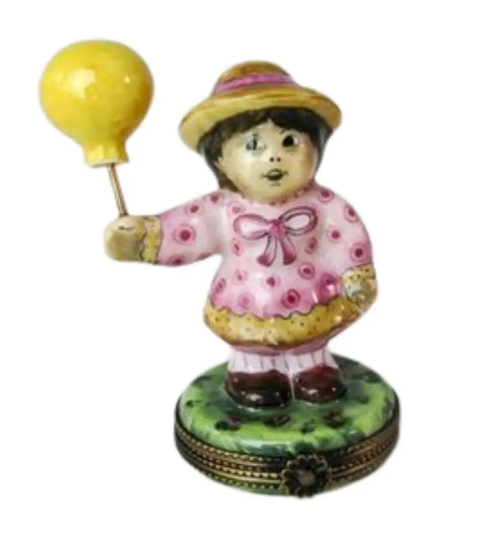 Genuine Girl with Balloon Limoges box painted by hand in France, from Limoges Boutique