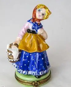 Hand-painted Girl with Milk Bucket Limoges box, French artistry for lovers of fine art