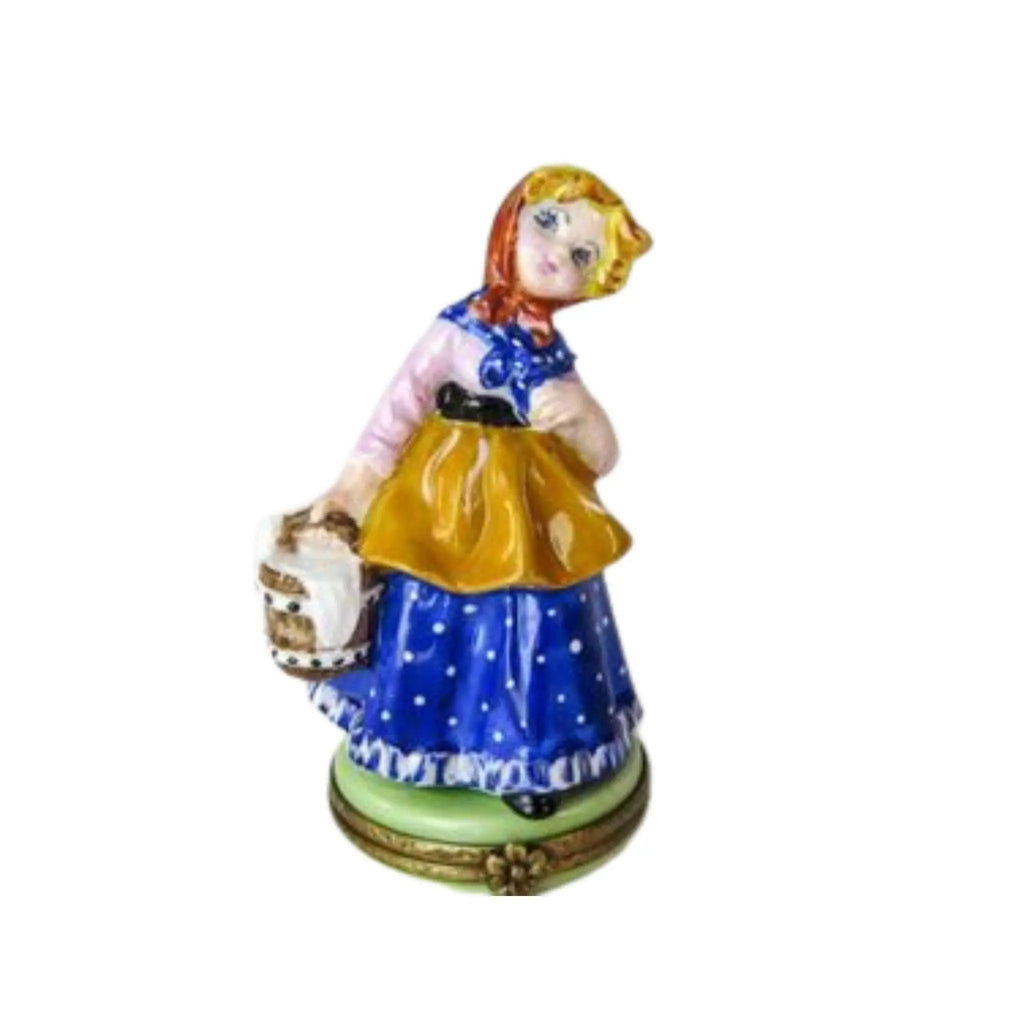 Girl with Milk Bucket Limoges box painted by hand in Limoges, France, a gift to treasure