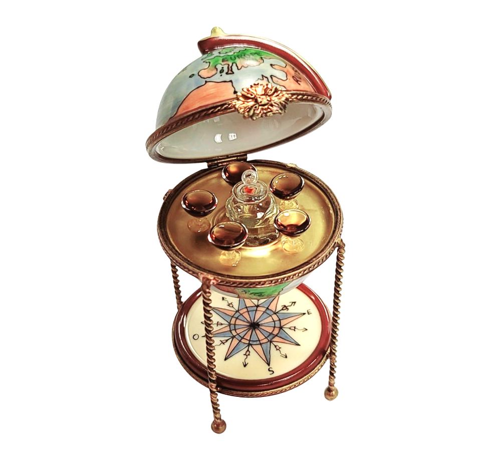 Globe Bar w Wine Glasses Limoges Box Figurine for Wine Lovers, view 2