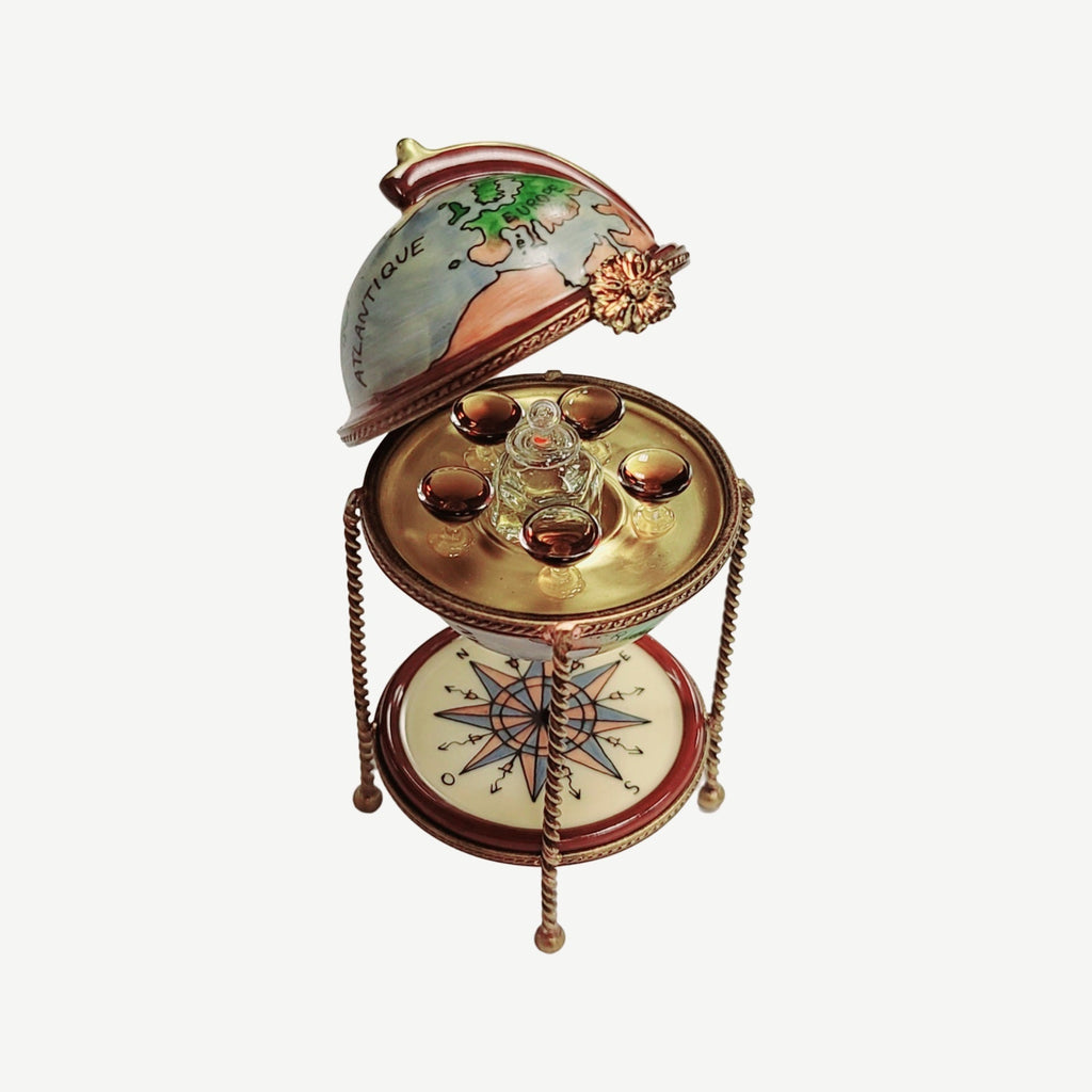 Globe Bar w Wine Glasses Limoges Box Figurine for Wine Lovers, view 6