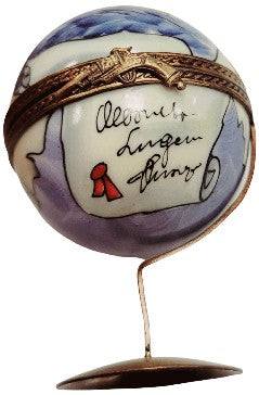 Hand-painted Globe with Ship Limoges box, French artistry for lovers of fine art
