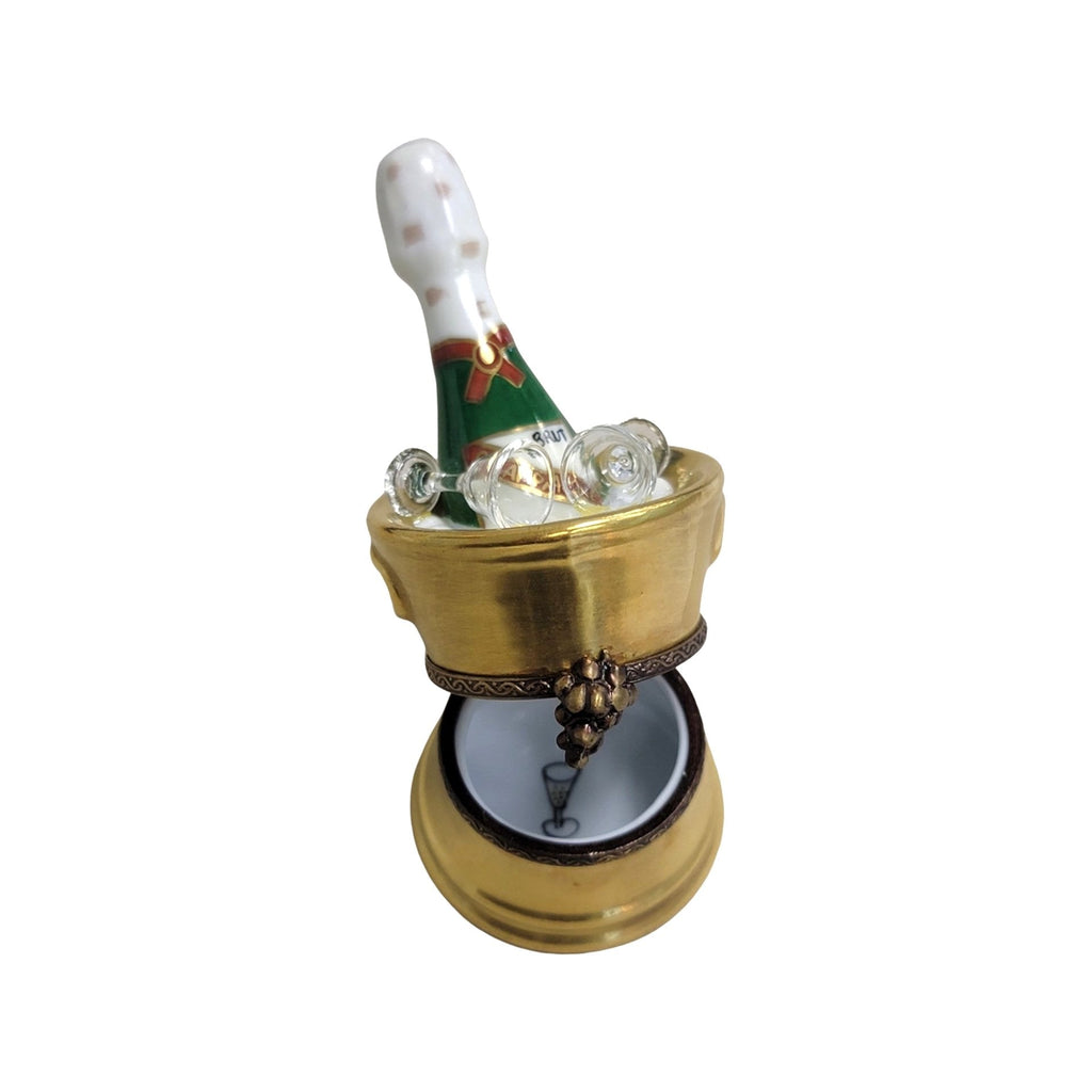 Gold Champagne Bucket w Glasses Limoges Box Figurine, view 2