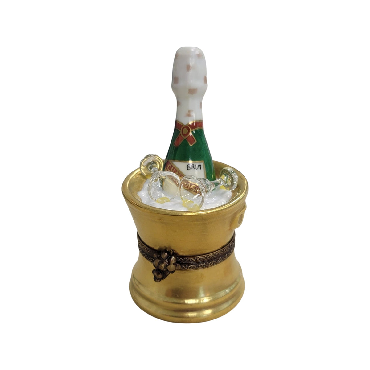 Gold Champagne Bucket w Glasses Limoges Box Figurine, view 5