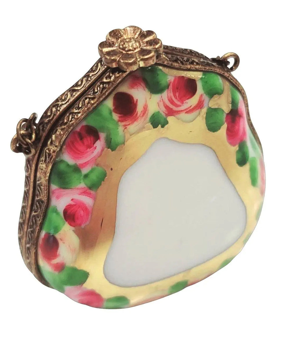 Purse Gold Roses W Special Brass Limoges Box Figurine, view 2