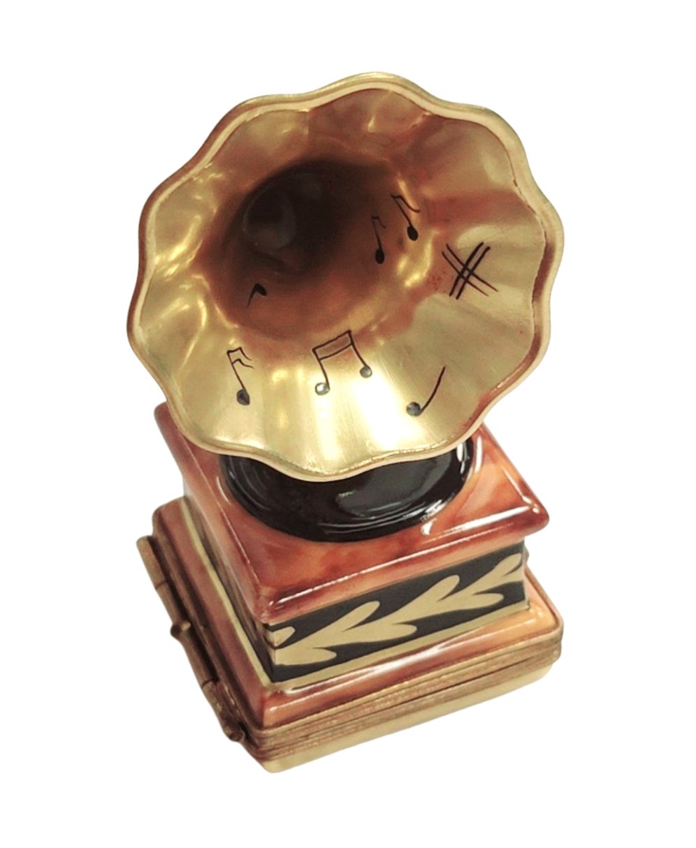 Gold Victrola Record Player Limoges Box Figurine Gift, view 4