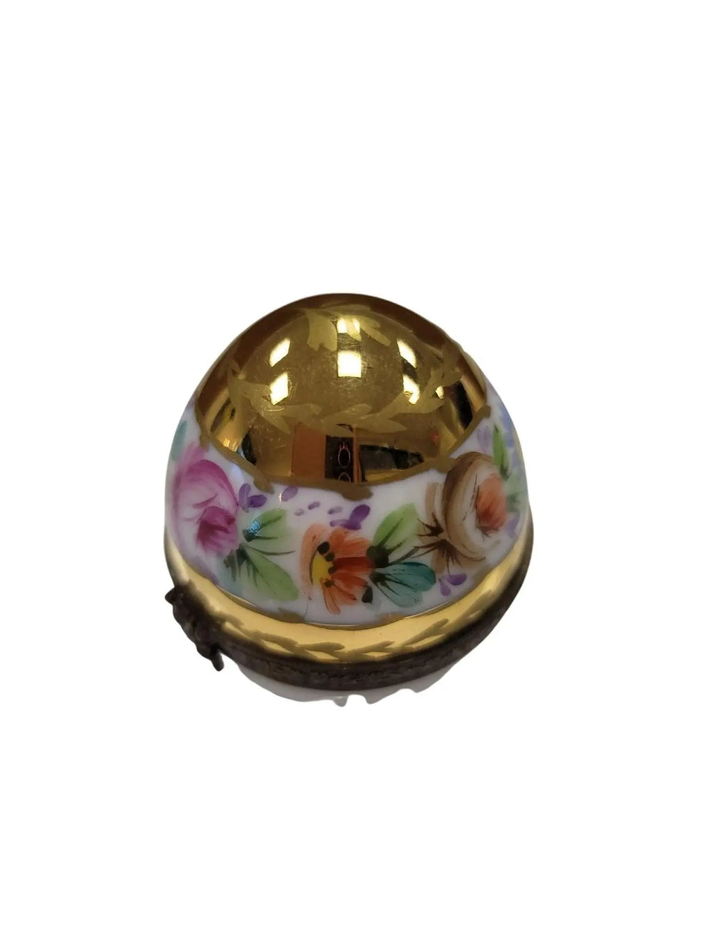 Perfume in Gold White Limoges Porcelain Egg w Flowers, view 10