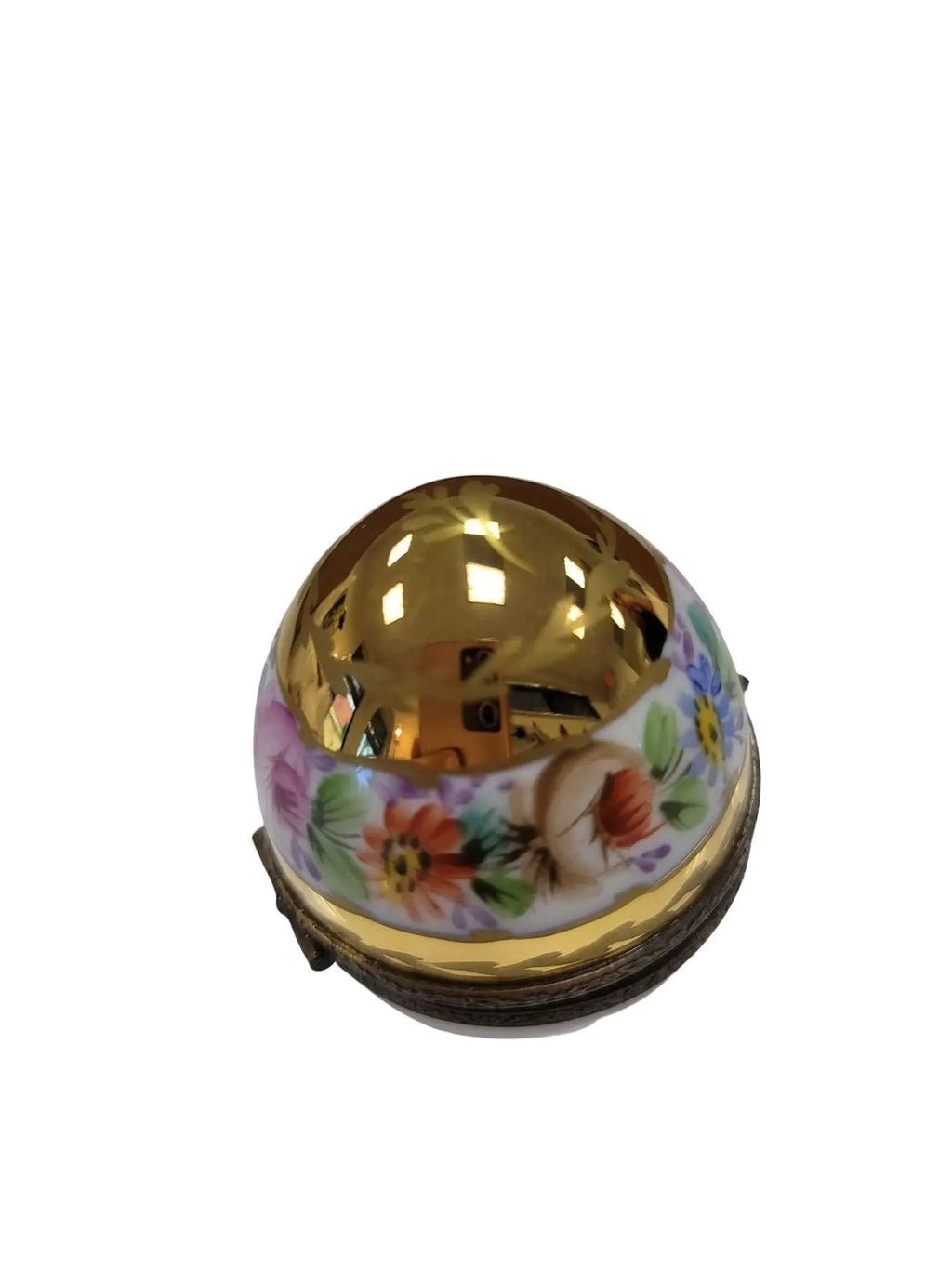 Perfume in Gold White Limoges Porcelain Egg w Flowers, view 8