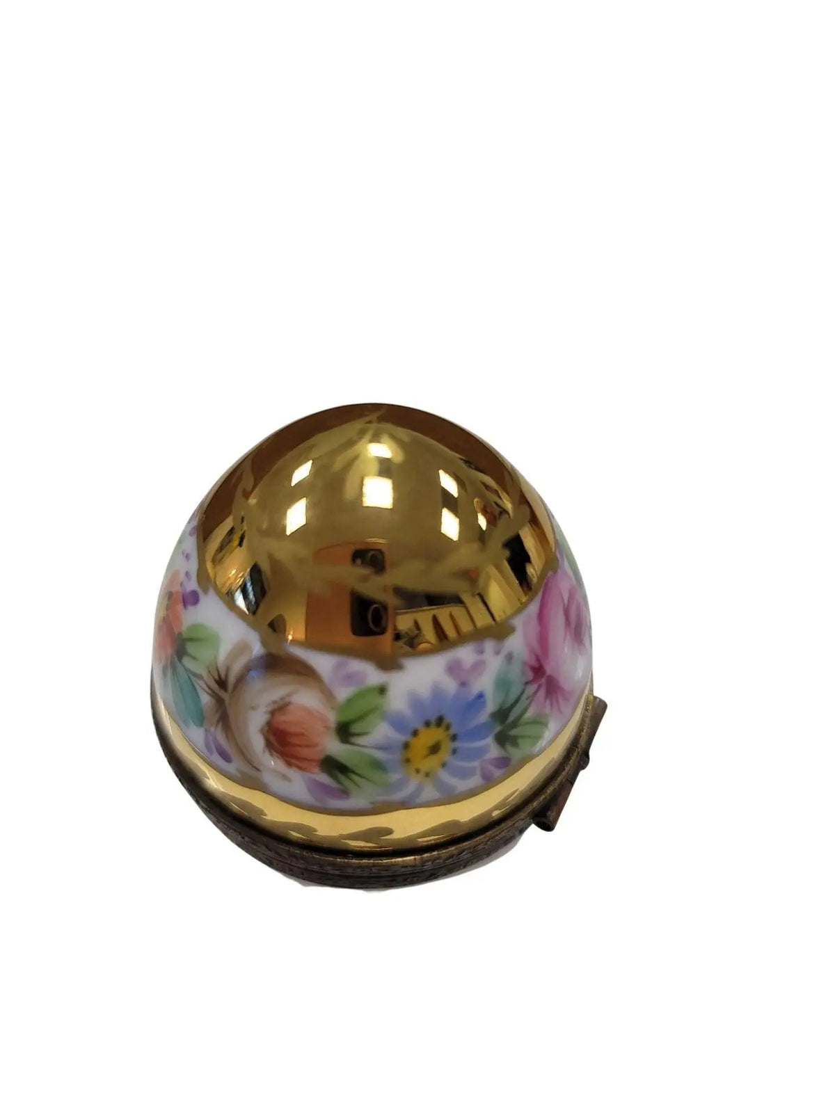 Perfume in Gold White Limoges Porcelain Egg w Flowers, view 9