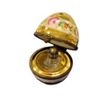 Perfume in Gold White Limoges Porcelain Egg w Flowers, a hand-painted Limoges porcelain gift