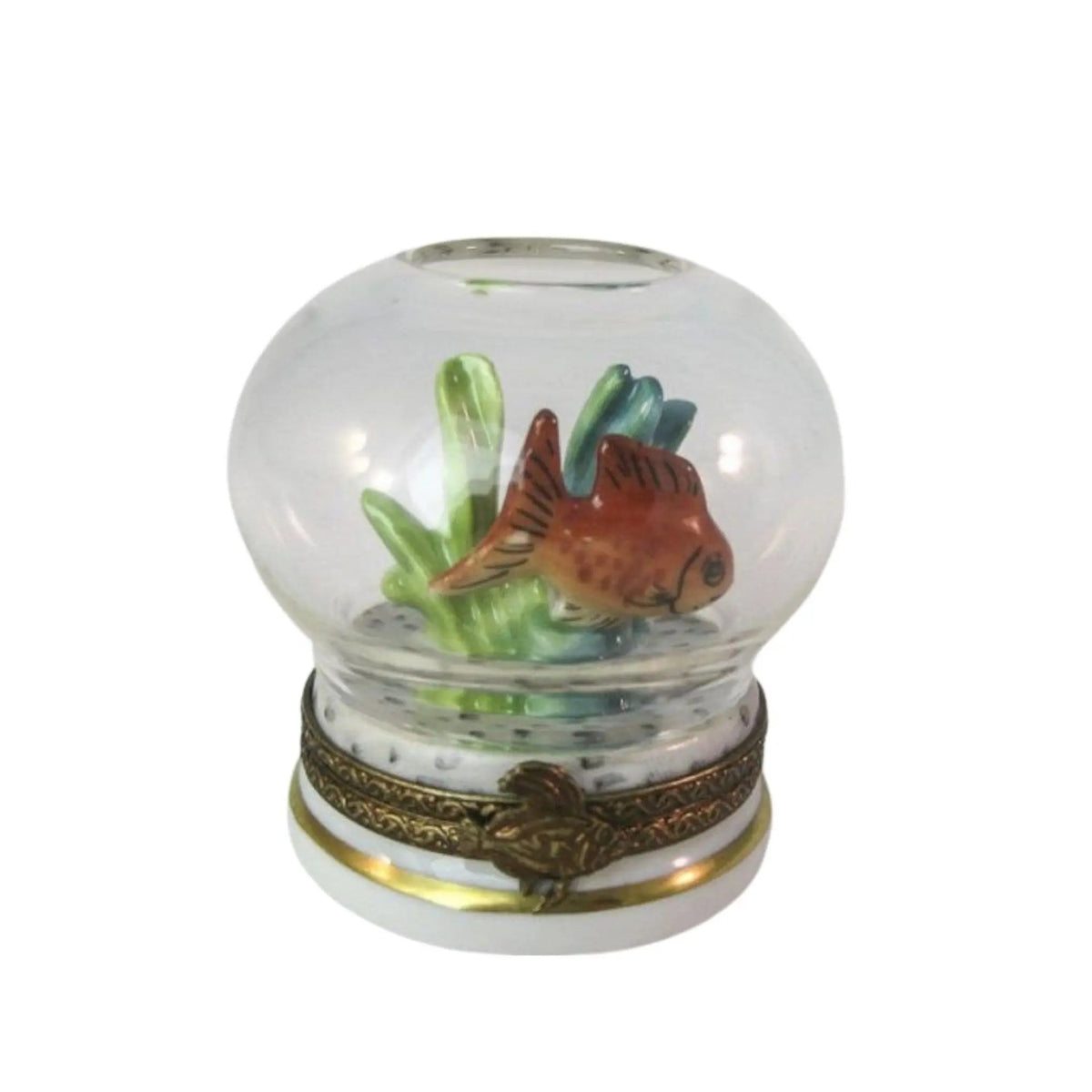 The painter's artistry shows on this Gold Fish in Bowl Limoges box