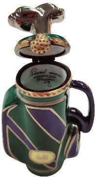 Golf Bag w Clubs Green Blue Sports Limoges Box Figurine, view 2