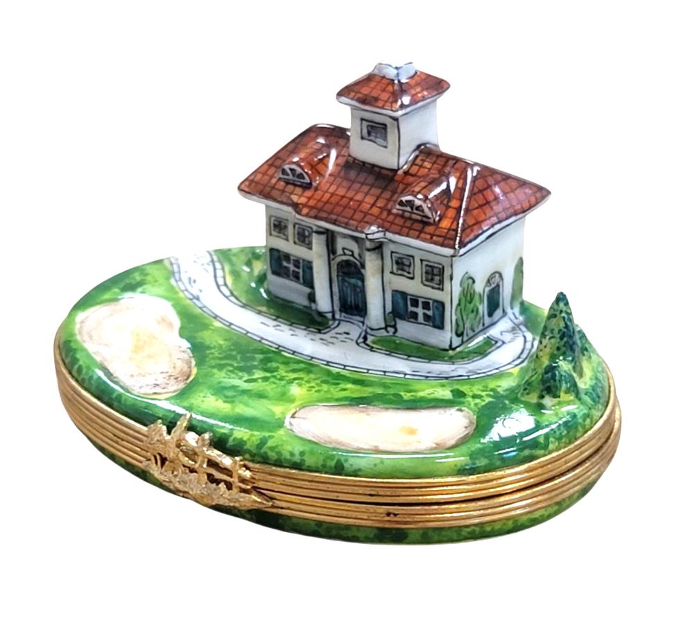 House w Golf Course Limoges Box Figurine Collectible, view 4
