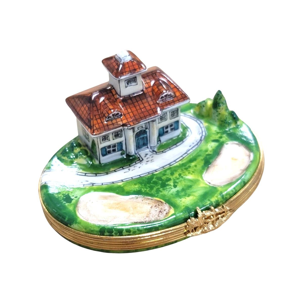 House w Golf Course Limoges Box Figurine Collectible, view 5