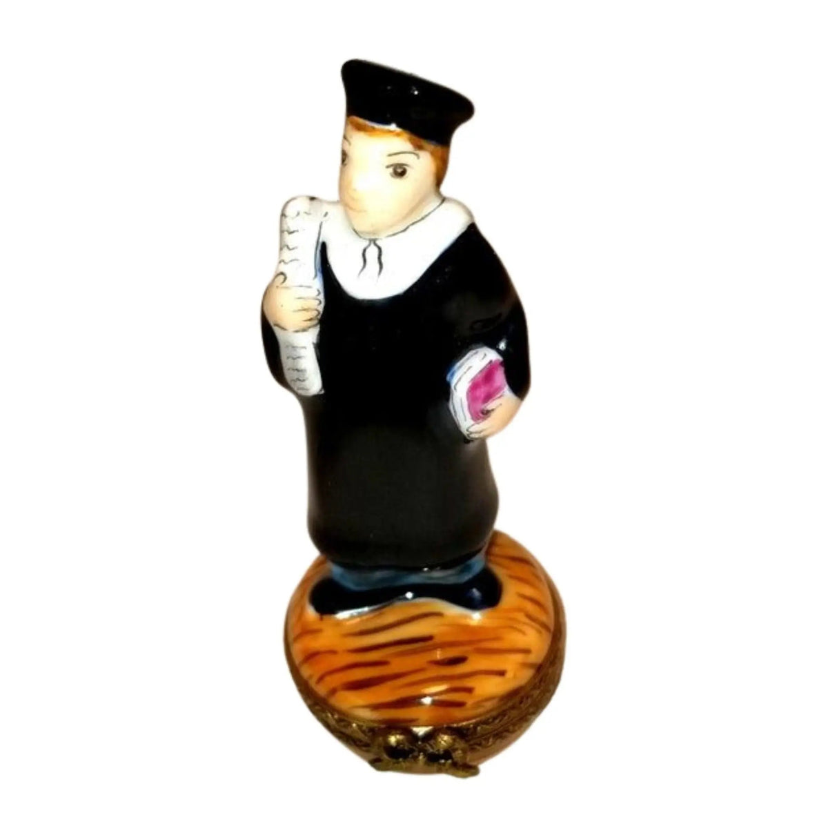 Graduate W Diploma Black Robe Limoges Box Keepsake, view 3