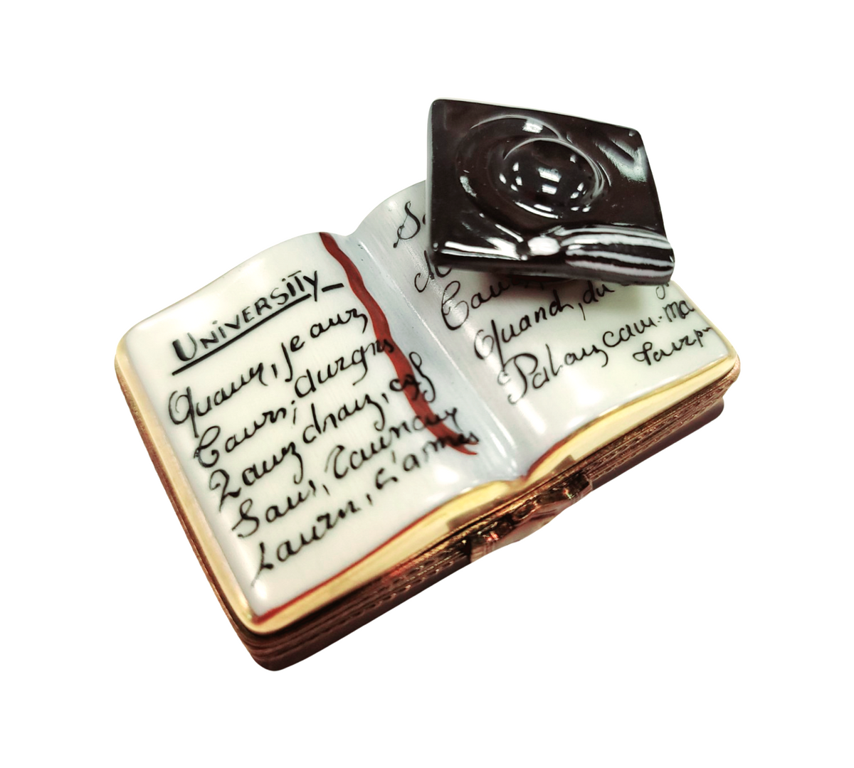 Graduation Book of Universities Limoges Box Keepsake Gift, a hand-painted Limoges porcelain gift