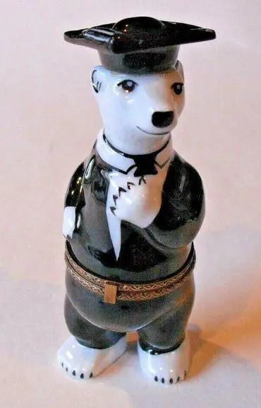 Graduation Polar Bear Limoges box painted by hand in Limoges, France, a gift to treasure