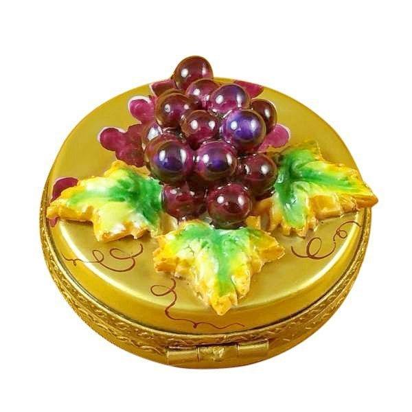 Grapes on Gold Oval Limoges Box for Fruit Collectors, view 2
