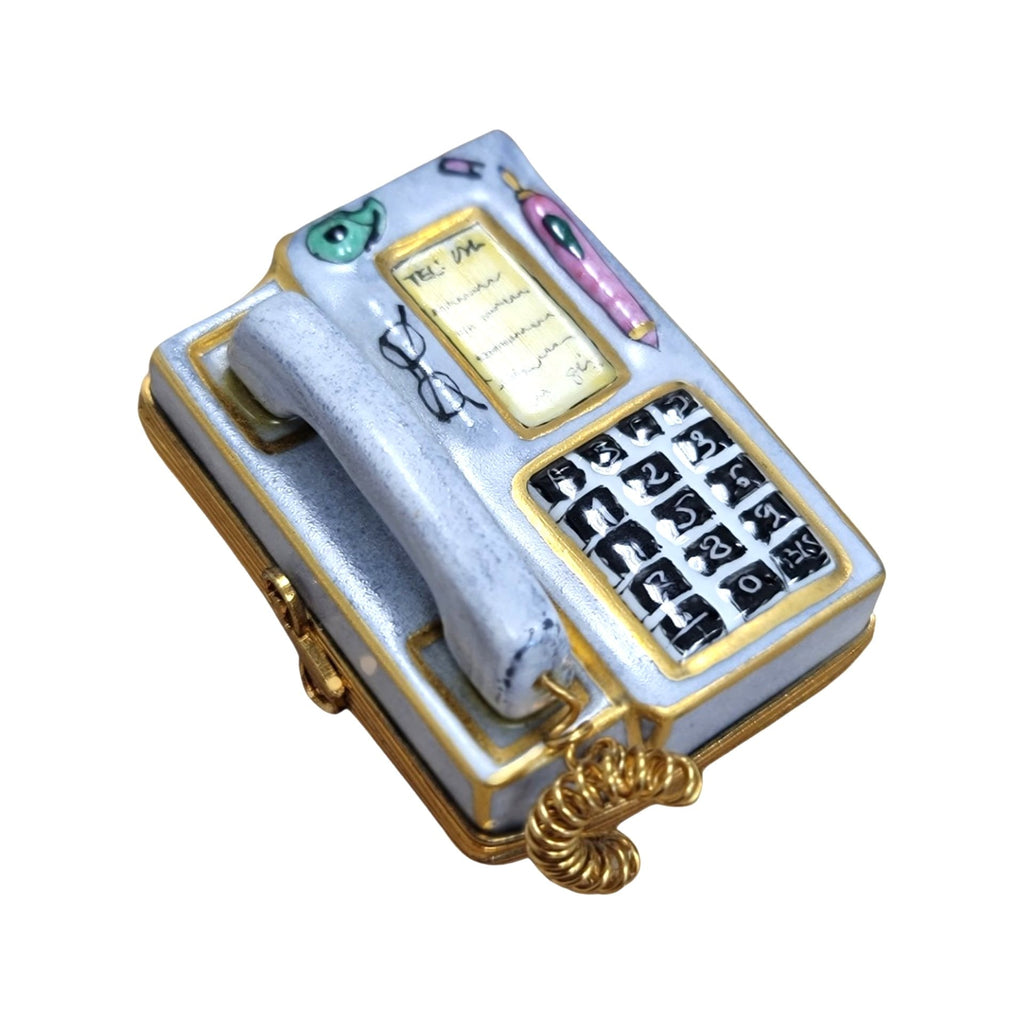 Gray Telephone Limoges Box for Elegant Decor, a hand-painted Limoges porcelain gift
