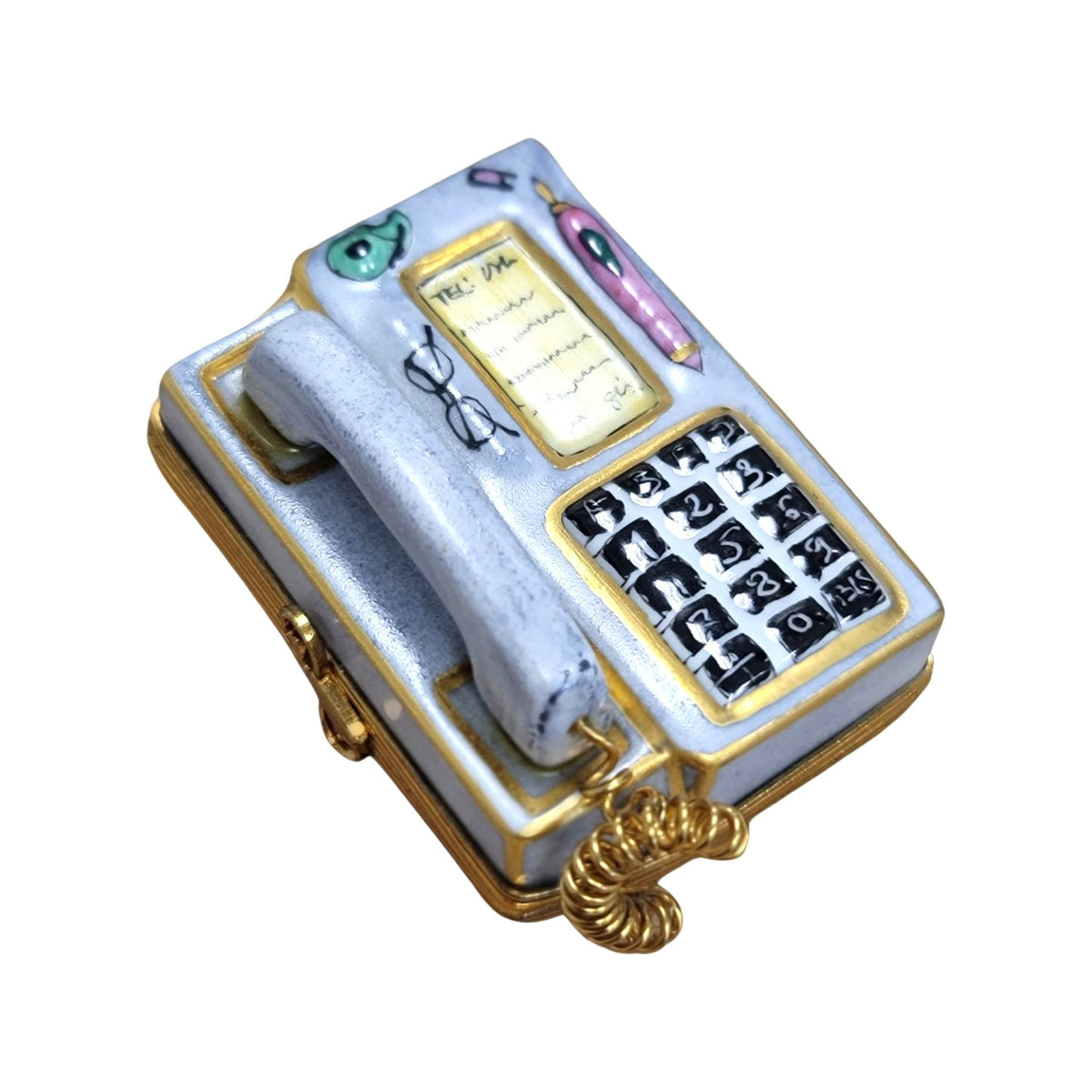 Gray Telephone Limoges Box for Elegant Decor, a hand-painted Limoges porcelain gift