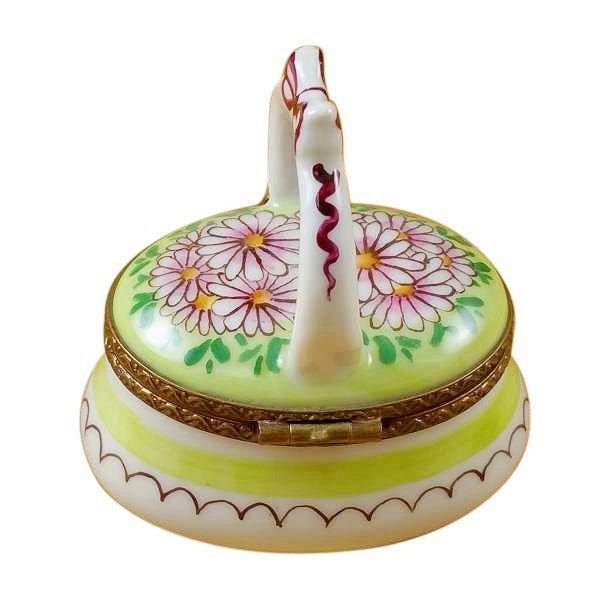 Green Basket with Handle Limoges Box, view 2