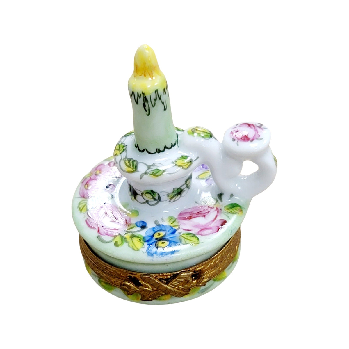 Green Candle Stick Figurine France, a hand-painted Limoges porcelain gift