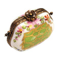 Genuine Green Purse with Roses OneofaKind Limoges box painted by hand in France, from Limoges Boutique