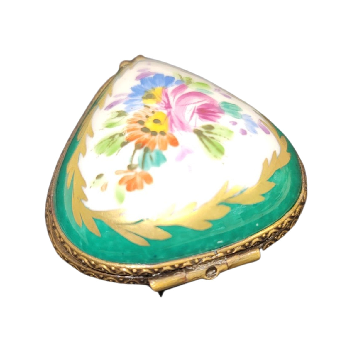 Green Heart Flowers Limoges Porcelain Art Object for Collectors, view 3