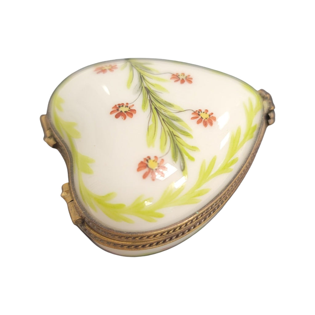 Green Heart Red Flowers Limoges Porcelain Art Object for Collectors, view 4
