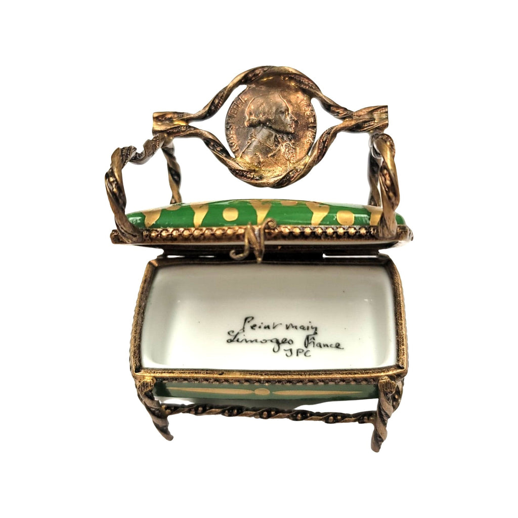 Green Love Seat Limoges Box Figurine, view 2