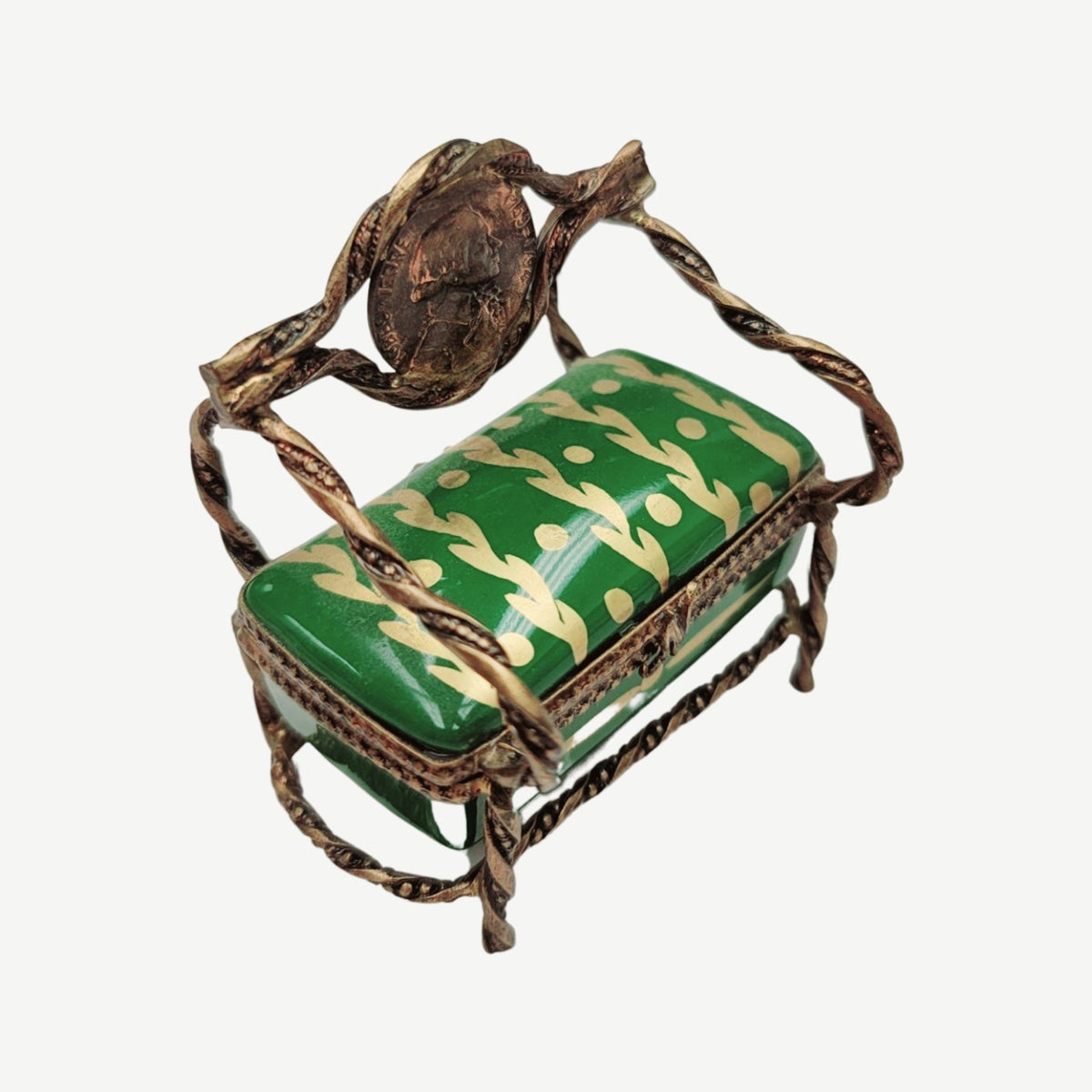 Green Love Seat Limoges Box Figurine, view 4