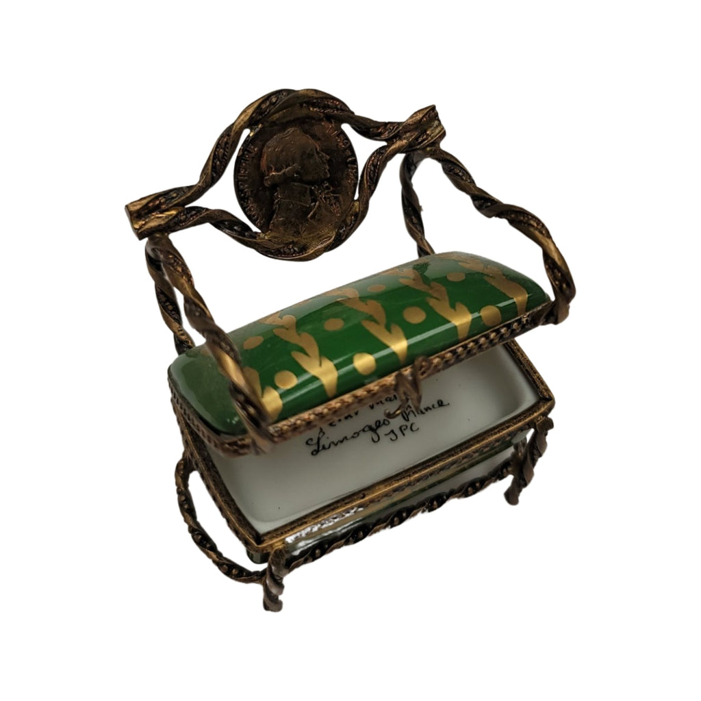 Green Love Seat Limoges Box Figurine, view 6