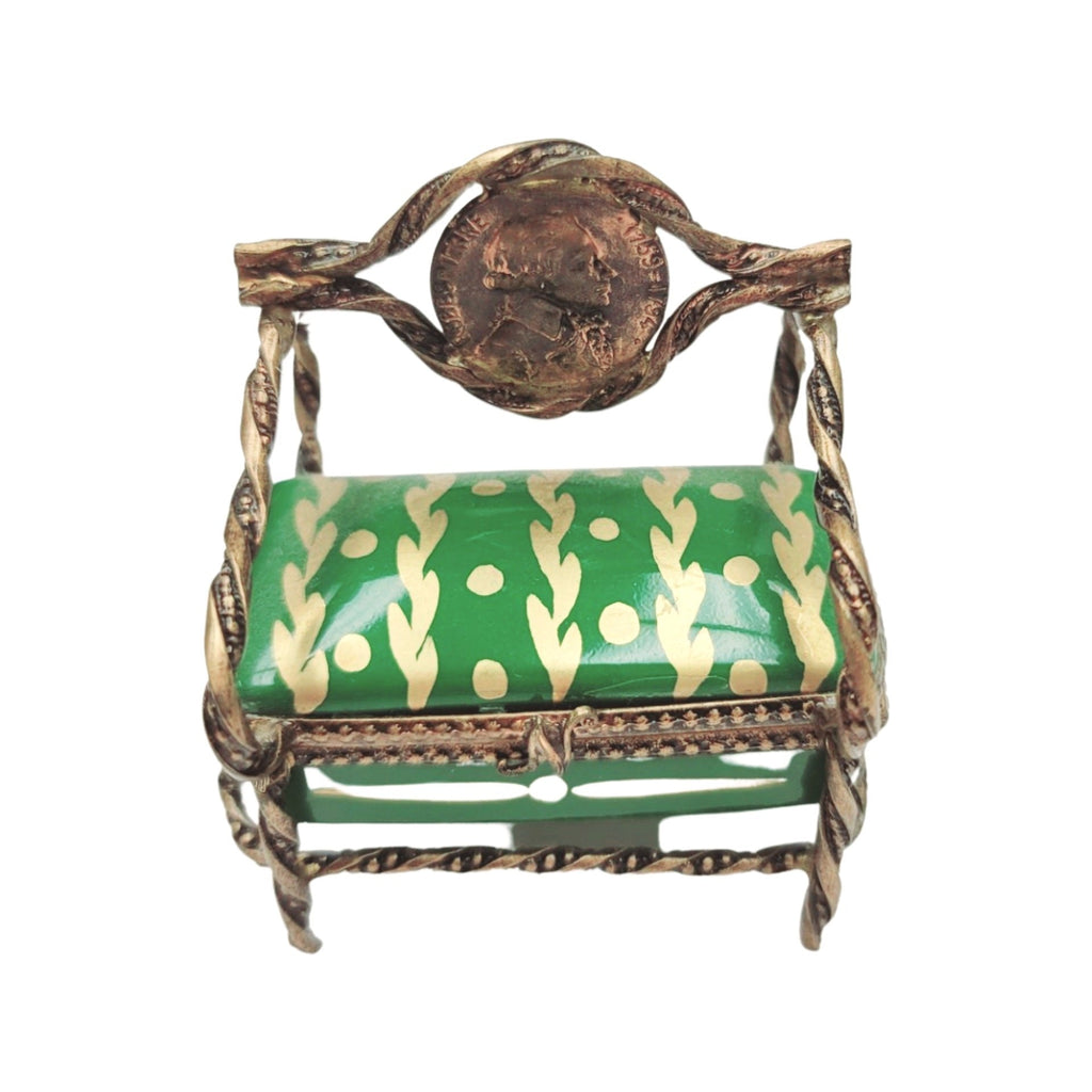 Green Love Seat Limoges Box Figurine, a hand-painted Limoges porcelain gift