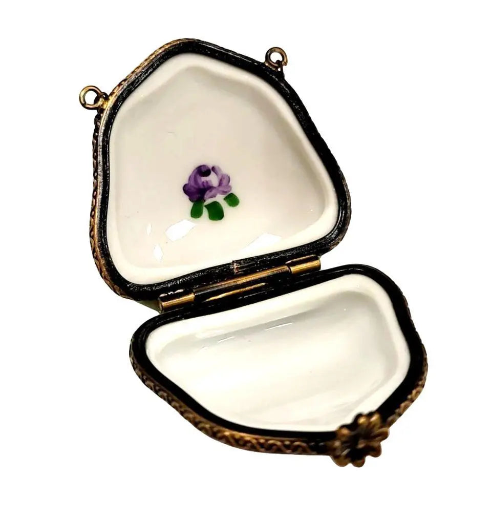 Green Purse Purple Flowers Limoges Box, view 2