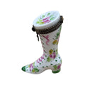Green Victorian Boot Shoe Fashion Figurine for Collectors, a hand-painted Limoges porcelain gift