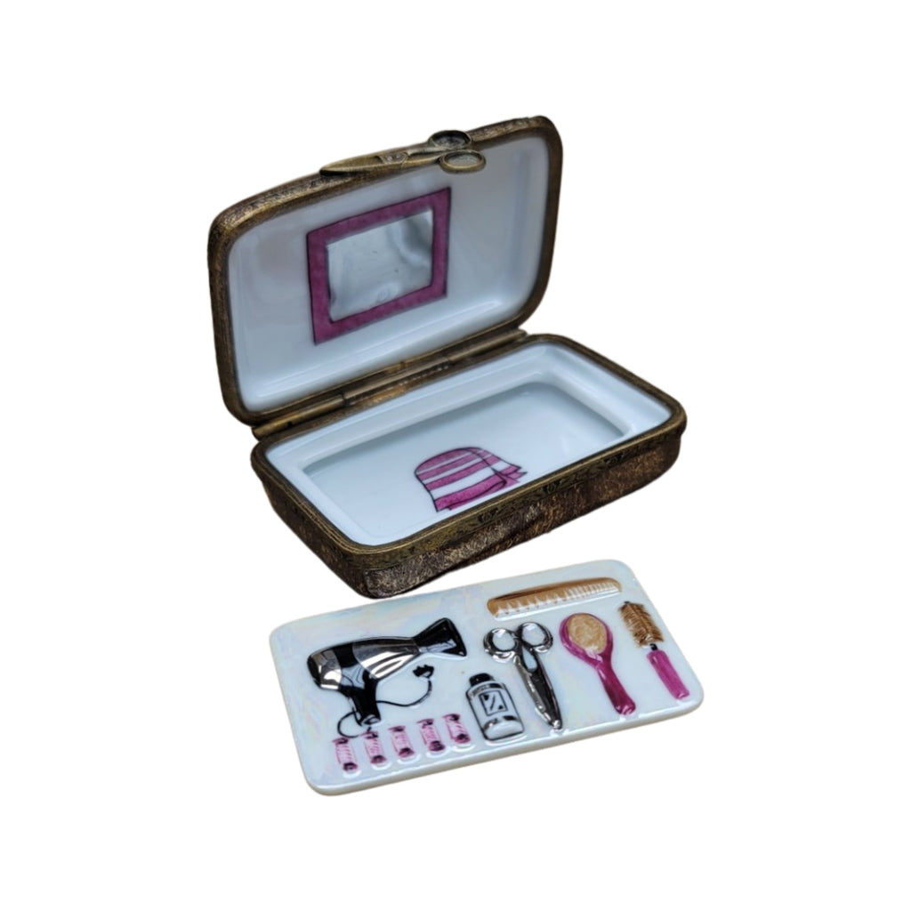 Hair Dresser Case Blow Dryer Limoges Box Figurine, view 4