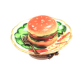 Hamburger Fries on Plate Limoges Box Figurine Gift, a hand-painted Limoges porcelain gift
