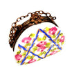Blue Purse Roses: Special Antiqued Brass HandPainted Box, a hand-painted Limoges porcelain gift